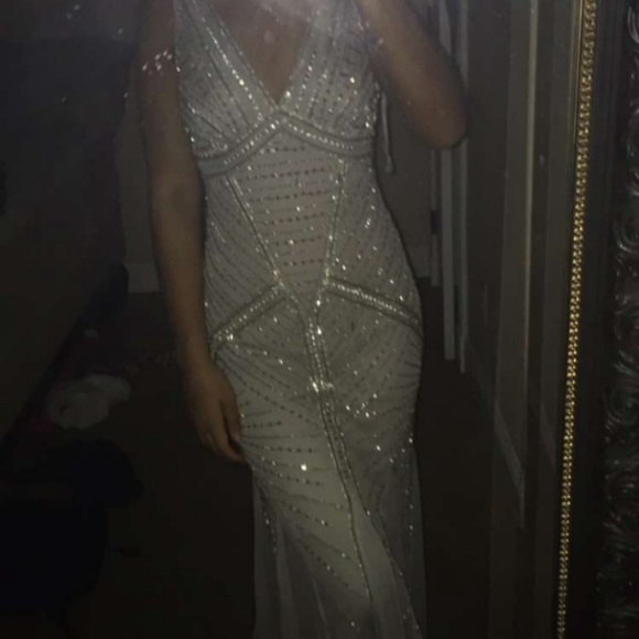 Silver embellished formal black tie prom dress - Picture 2 of 3